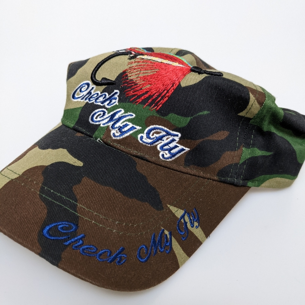 "Check My Fly" Camo Hat, NWOT